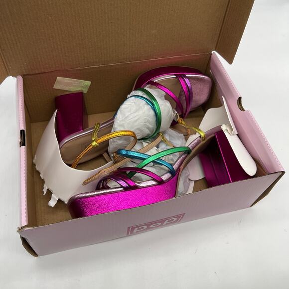 Pop Womens Kallie Heeled Sandals Pink Fuschia Multicolor Size 9.5M - Picture 11 of 12